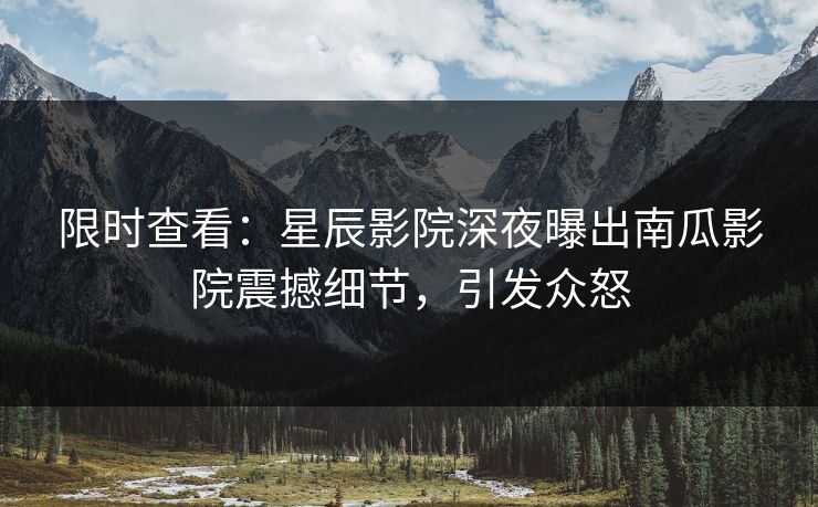 限时查看：星辰影院深夜曝出南瓜影院震撼细节，引发众怒