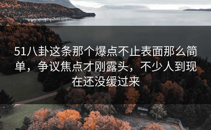 51八卦这条那个爆点不止表面那么简单，争议焦点才刚露头，不少人到现在还没缓过来
