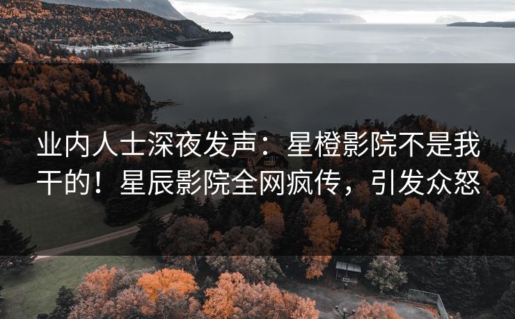 业内人士深夜发声：星橙影院不是我干的！星辰影院全网疯传，引发众怒