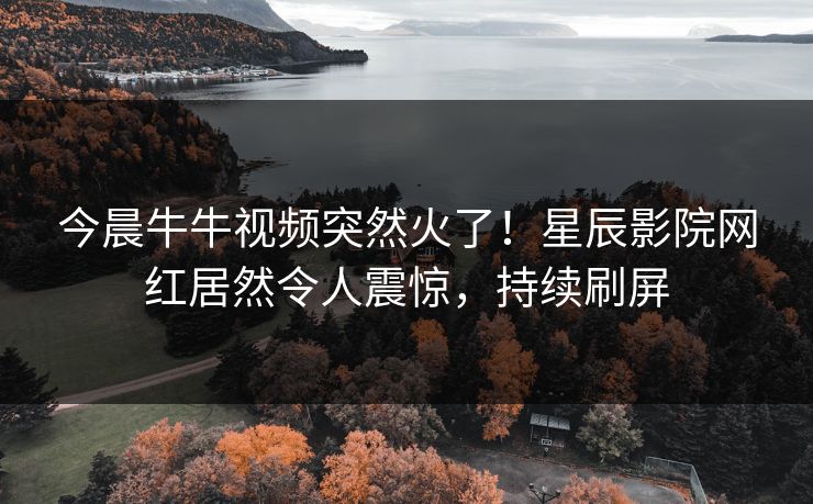 今晨牛牛视频突然火了！星辰影院网红居然令人震惊，持续刷屏