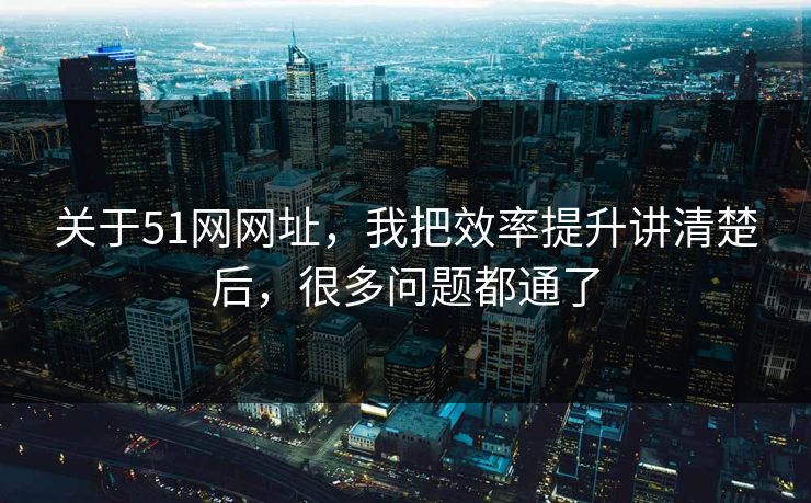 关于51网网址，我把效率提升讲清楚后，很多问题都通了